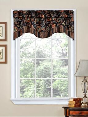 NEW Waverly Scalloped Window Valance Navarra-Onyx. 52" Wide x 16" Length.